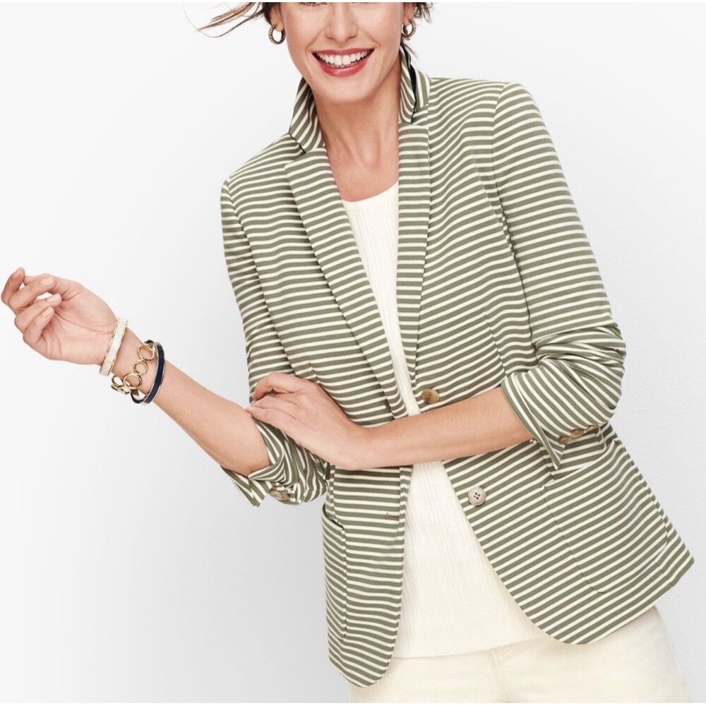Talbots Aberdeen Knit Blazer Women's 4P Stripe Pique Officewear